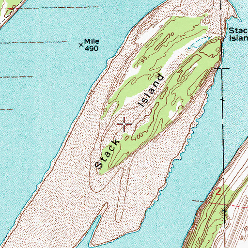 Topographic Map of Stack Island, MS