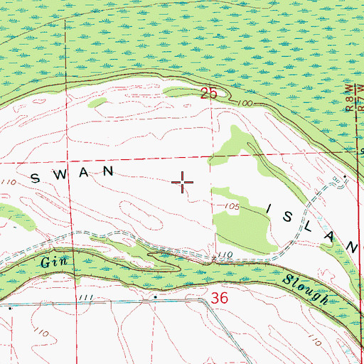 Topographic Map of Swan Island, MS