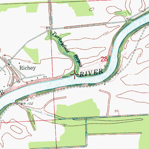 Topographic Map of Turkeyfoot Bayou, MS