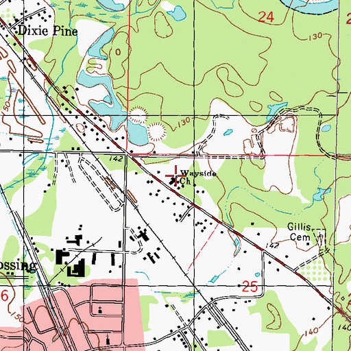 Topographic Map of Wayside Church, MS