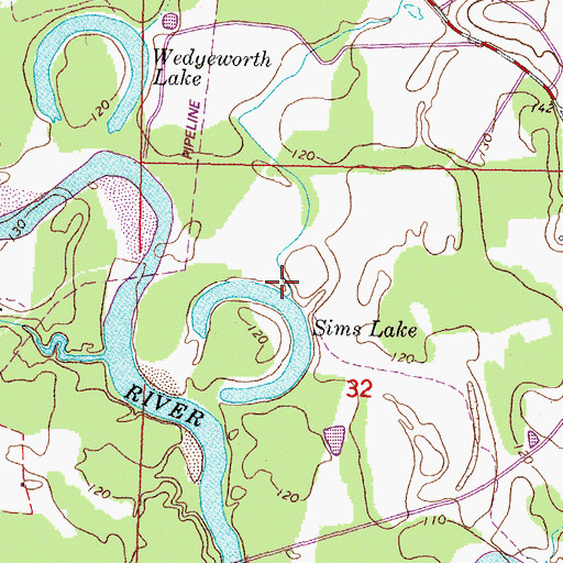 Topographic Map of Wedgeworth Creek, MS