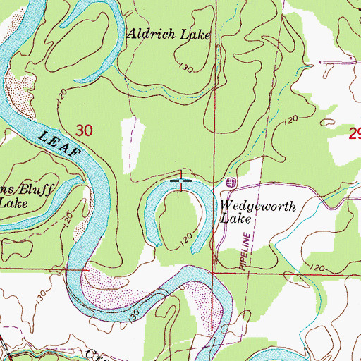 Topographic Map of Wedgeworth Lake, MS