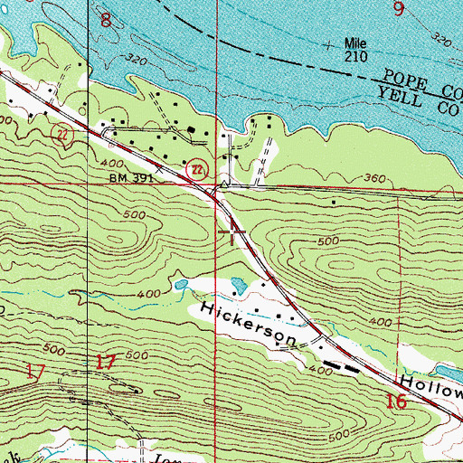 Topographic Map of Union Hill School (historical), AR