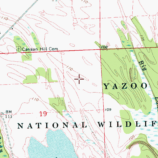 Topographic Map of Yazoo National Wildlife Refuge, MS