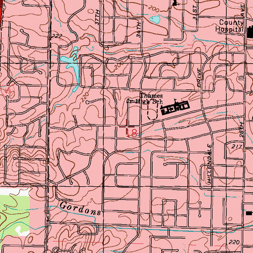 Topographic Map of Heatherwood Estates, MS