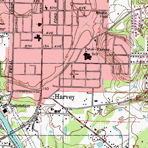Topographic Map of Woodlawn Baptist Church, MS