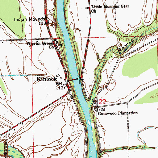Topographic Map of Davis Landing, MS