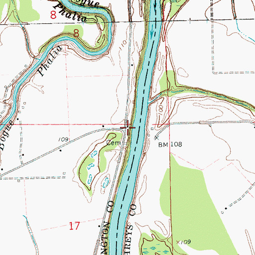 Topographic Map of Slater Ferry (historical), MS