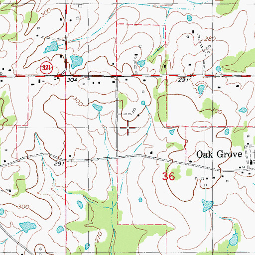 Topographic Map of Township of Oak Grove, AR