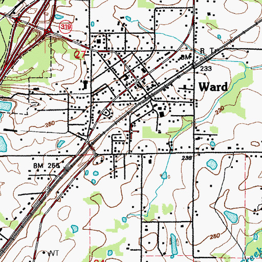 Topographic Map of Township of Ward, AR