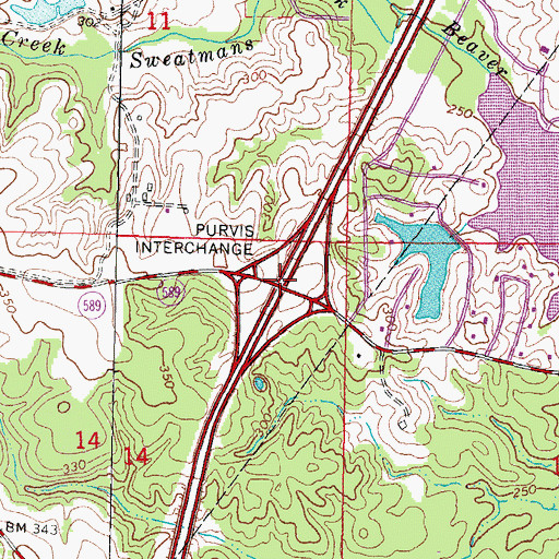 Topographic Map of Interchange 51, MS