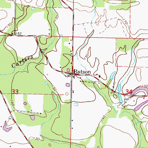 Topographic Map of Batson, MS