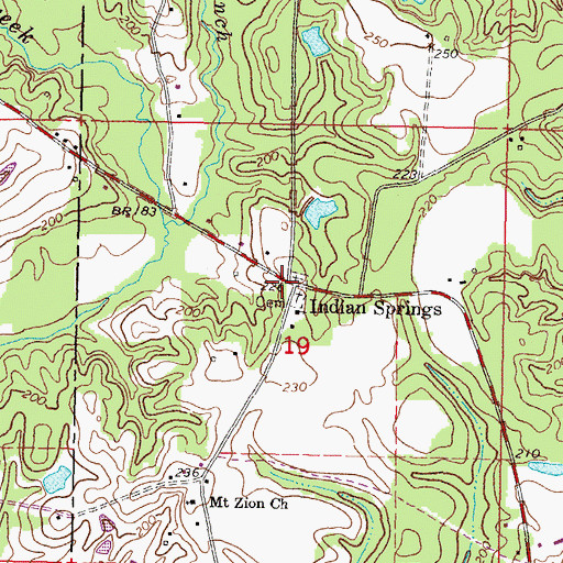 Topographic Map of Indian Springs, MS