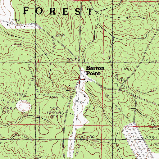 Topographic Map of Barron Point, MS