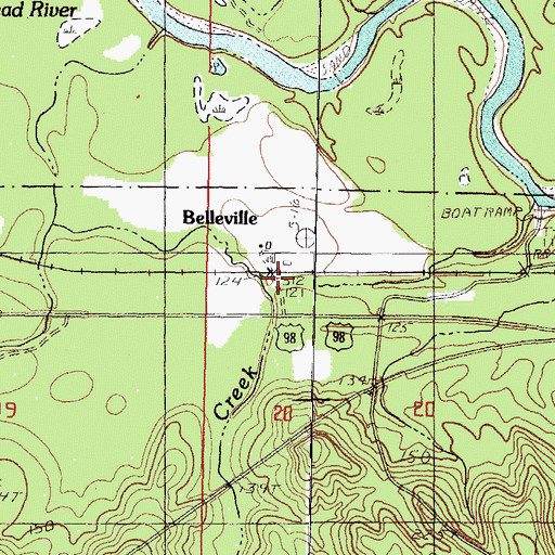 Topographic Map of Belleville, MS
