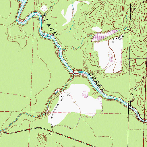 Topographic Map of Big Creek, MS