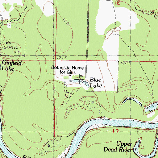 Topographic Map of Blue Lake, MS