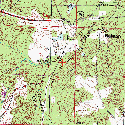 Topographic Map of Braiden Creek, MS