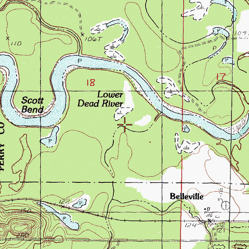 Topographic Map of Lower Dead River, MS