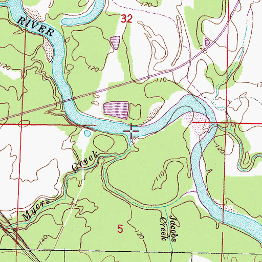 Topographic Map of Myers Creek, MS