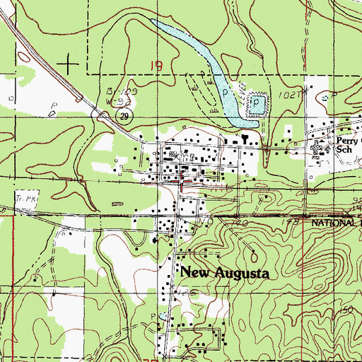 Topographic Map of New Augusta, MS