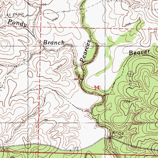 Topographic Map of Pondy Branch, MS