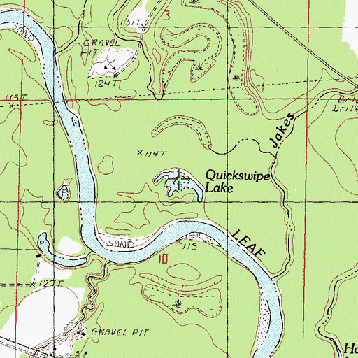Topographic Map of Quickswipe Lake, MS