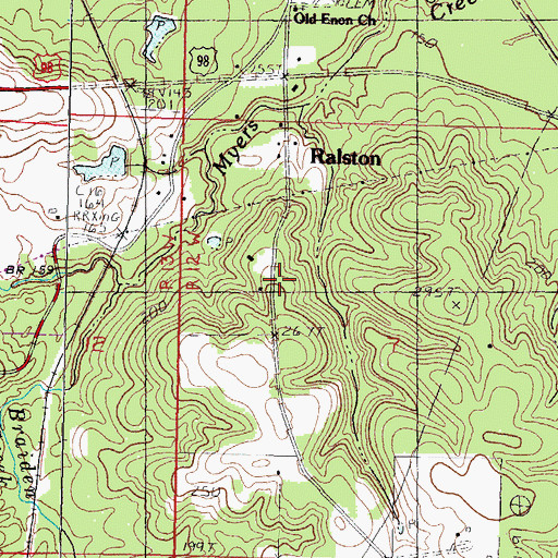 Topographic Map of Ralston, MS