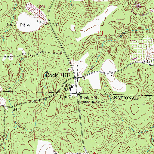 Topographic Map of Rock Hill, MS