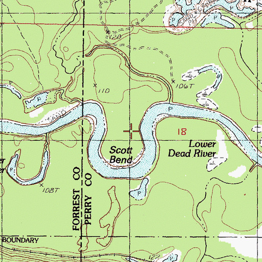Topographic Map of Scott Bend, MS