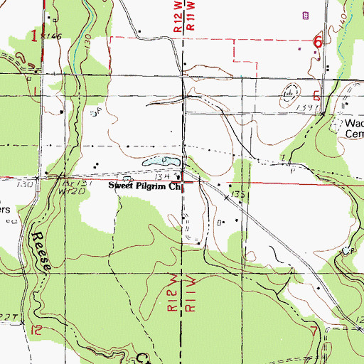 Topographic Map of Sweet Pilgrim Church, MS