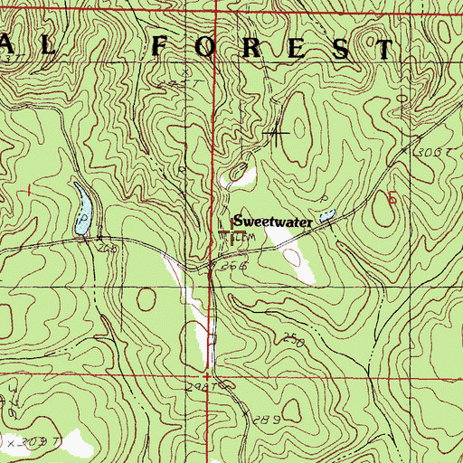 Topographic Map of Sweetwater Cemetery, MS