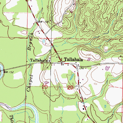Topographic Map of Tallahala, MS