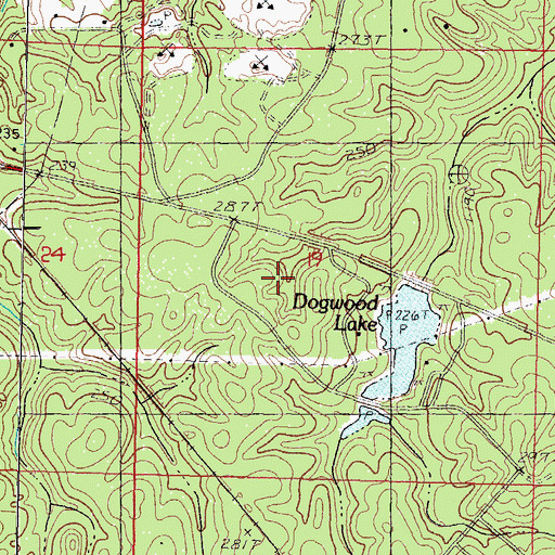 Topographic Map of Dogwood Lake Dam, MS