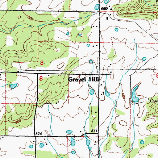 Topographic Map of Township of Gravel Hill, AR
