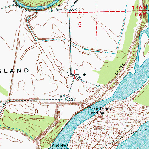 Topographic Map of Deans Island, AR