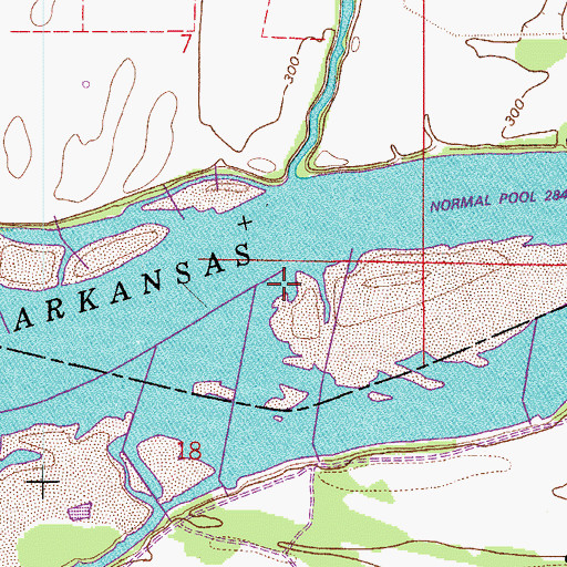 Topographic Map of Galla Rock Ferry (historical), AR