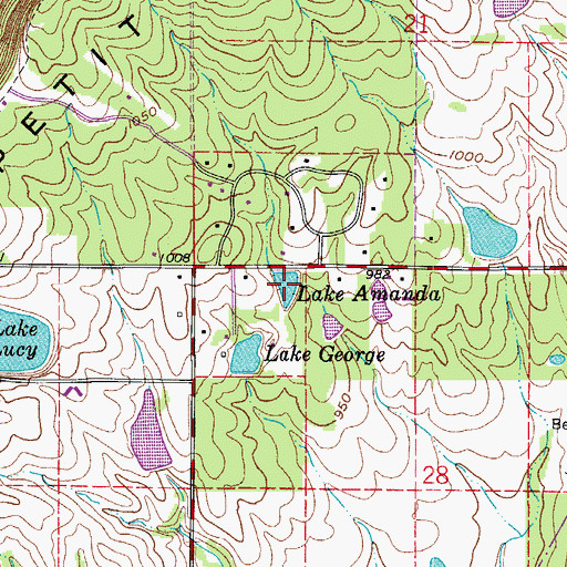 Topographic Map of Lake Amanda, AR
