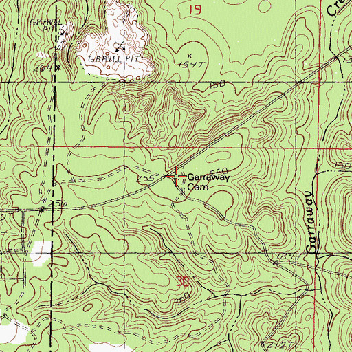 Topographic Map of Garraway Cemetery, MS