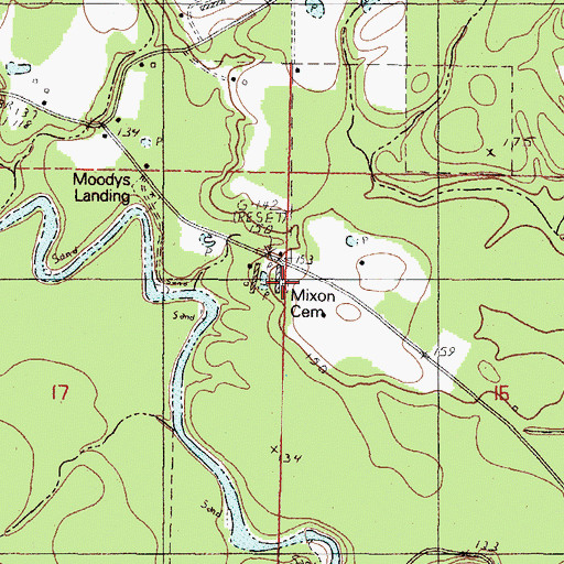 Topographic Map of Mixon Cemetery, MS