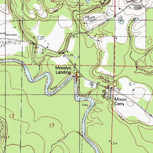 Topographic Map of Moodys Landing, MS