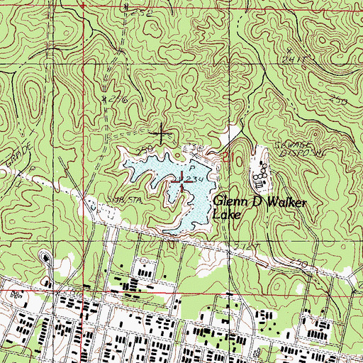 Topographic Map of Glenn D Walker Lake, MS