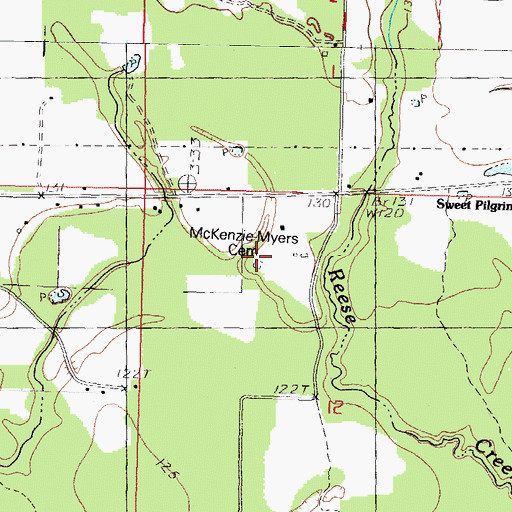 Topographic Map of McKenzie-Myers Cemetery, MS