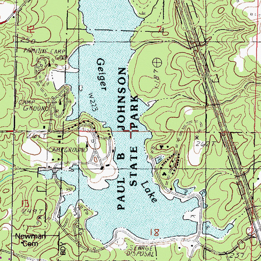 Topographic Map of Paul B Johnson State Park, MS