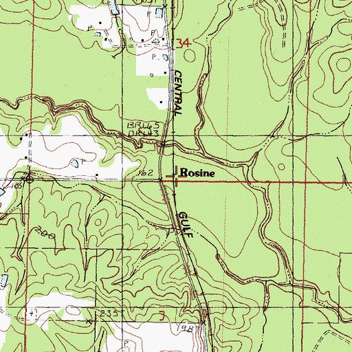 Topographic Map of Rosine, MS