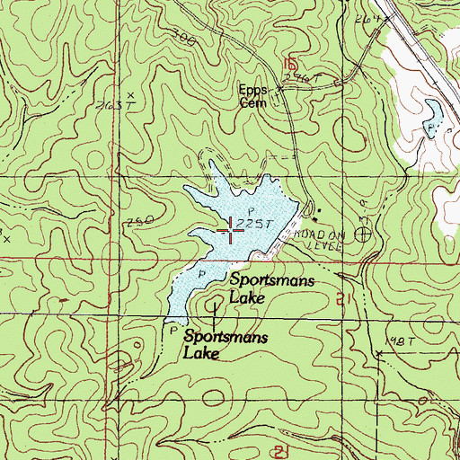 Topographic Map of Sportsman Lake, MS