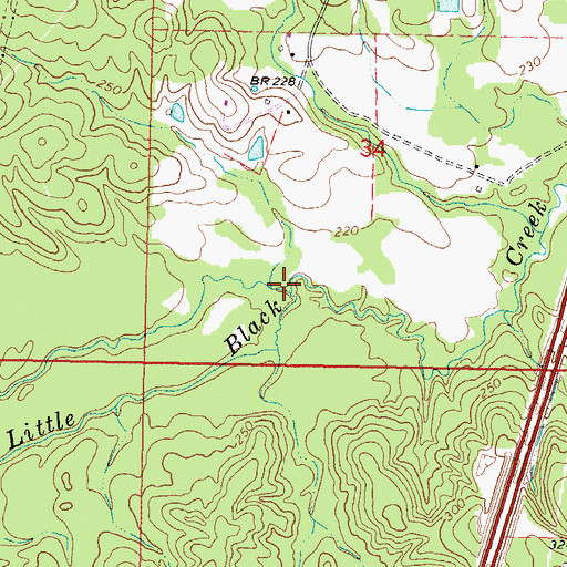 Topographic Map of West Boggy Hollow Creek, MS