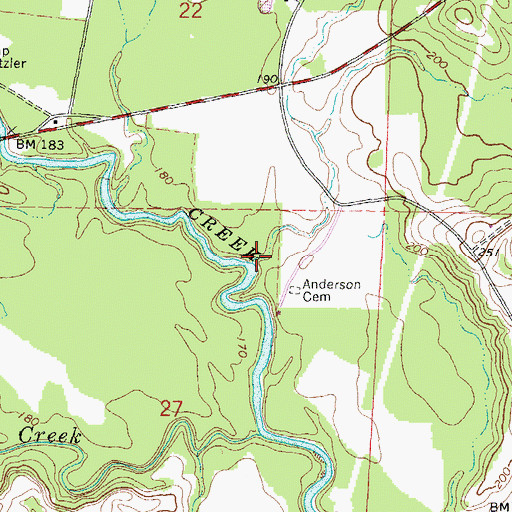 Topographic Map of Bunk Branch, MS