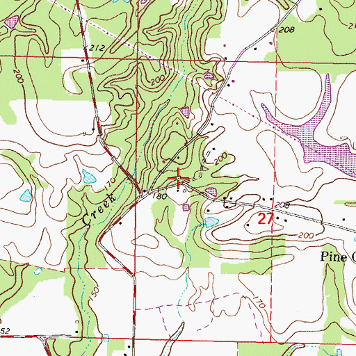 Topographic Map of Eastside, MS