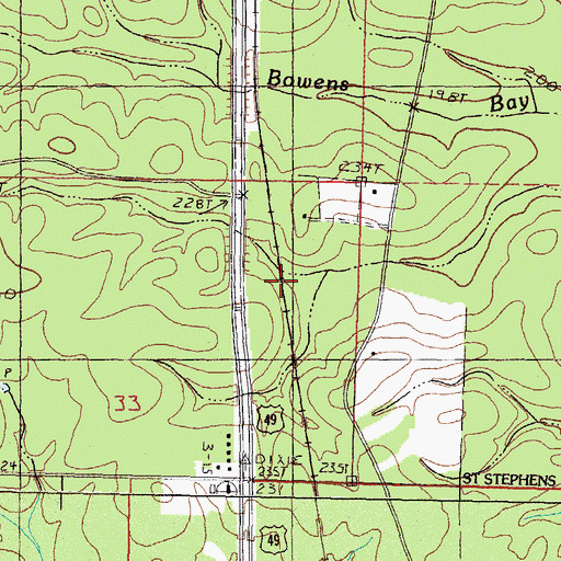 Topographic Map of Holmes Spur (historical), MS